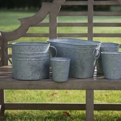 Galvanised Planter With Handles -GardenGlamour pr2000026340 card4 lg