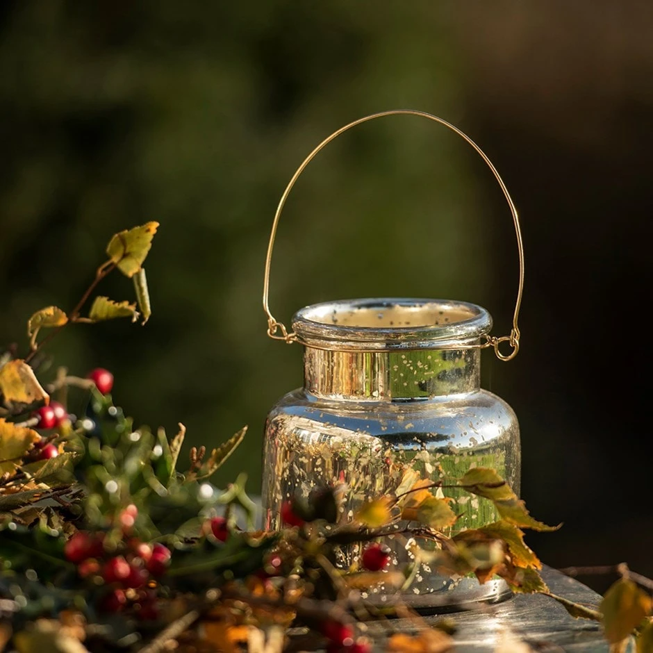 Mercury Glass Jar Lantern 3 Mercury Glass Jar Lantern