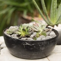 Rough Cast Aluminium Bowl - Charcoal Black -GardenGlamour pr2000028887 card8 lg