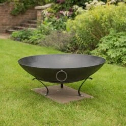 Iron Disc Fire Pit Bowl With Tripod Base -GardenGlamour pr2000029435 card6 lg