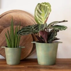 Cast Aluminium Pot Cover With Verdigris Patina -GardenGlamour pr2000031480 card4 lg