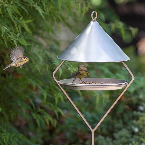 Bird Feeding Hut On Stake - Brushed Aluminium 4 Bird Feeding Hut On Stake - Brushed Aluminium - Image 2