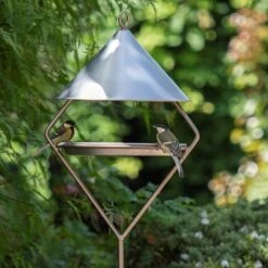Bird Feeding Hut On Stake - Brushed Aluminium 10 Bird Feeding Hut On Stake - Brushed Aluminium -GardenGlamour pr2000034007 card4 lg