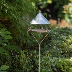 Bird Feeding Hut On Stake - Brushed Aluminium 11 Bird Feeding Hut On Stake - Brushed Aluminium -GardenGlamour pr2000034007 card5 lg