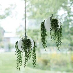 White Sphere Air Plant Hanging Planter