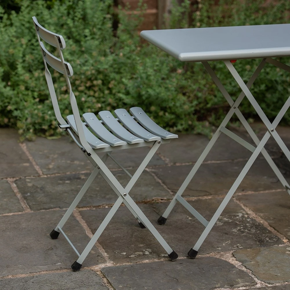 Rome Folding Bistro Set - Cloud Grey 4 Rome Folding Bistro Set - Cloud Grey - Image 2