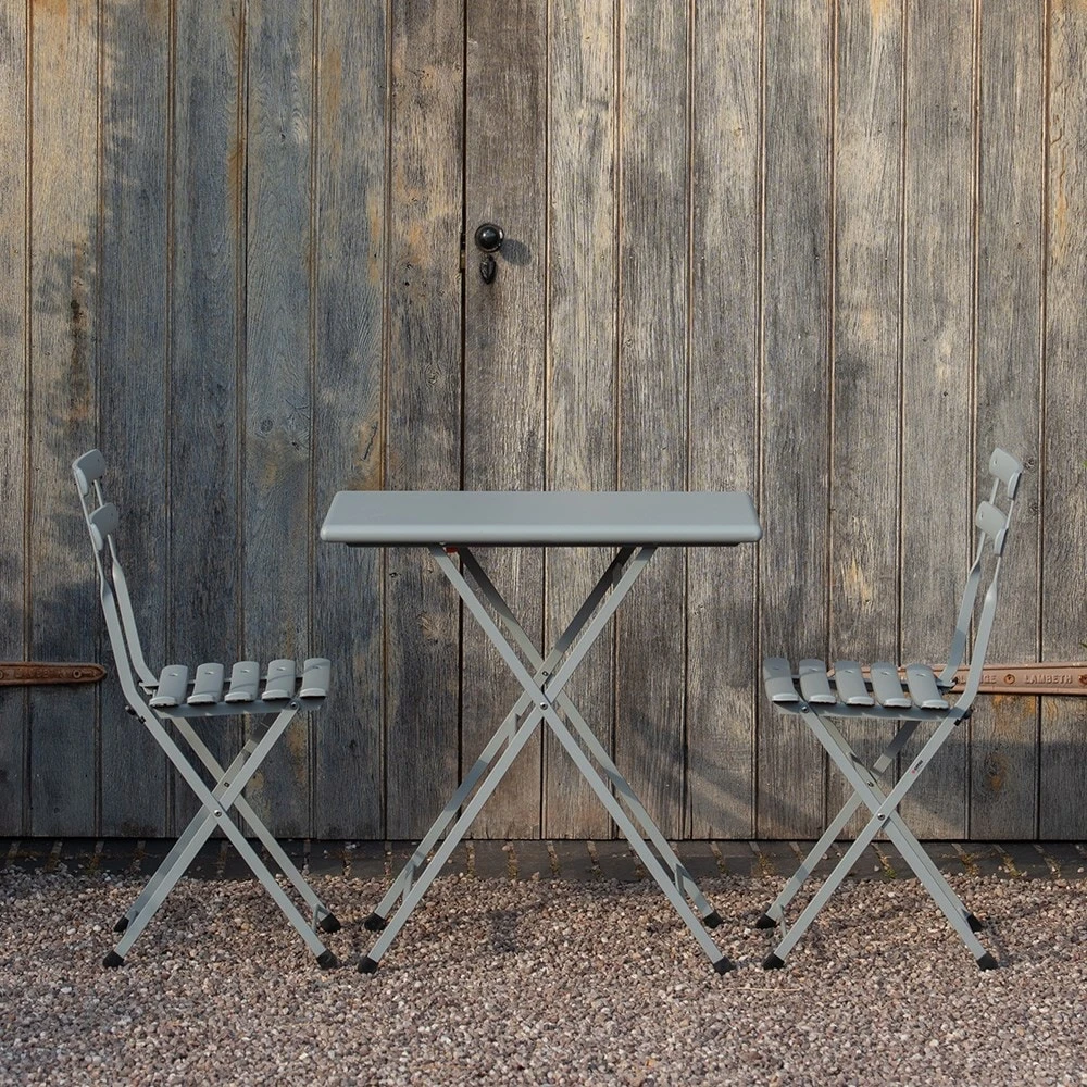 Rome Folding Bistro Set - Cloud Grey 5 Rome Folding Bistro Set - Cloud Grey - Image 3