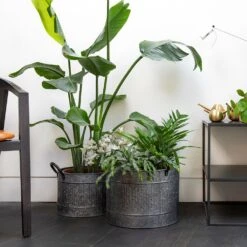 Round Troughs With Blackened Handles - Set Of 2 -GardenGlamour pr2000037523 card4 lg