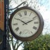 Double Sided Metal Greenwich Station Clock And Thermometer -GardenGlamour pr2000037920