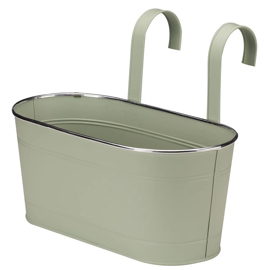 Fence And Balcony Hanging Metal Planter - Sage 3 Fence And Balcony Hanging Metal Planter - Sage