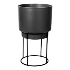 Matt Black Planter With Stand -GardenGlamour pr2000038250 card4 lg