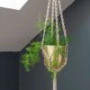 Macrame Hanger With Brushed Brass Pot 1 Macrame Hanger With Brushed Brass Pot -GardenGlamour pr2000038571