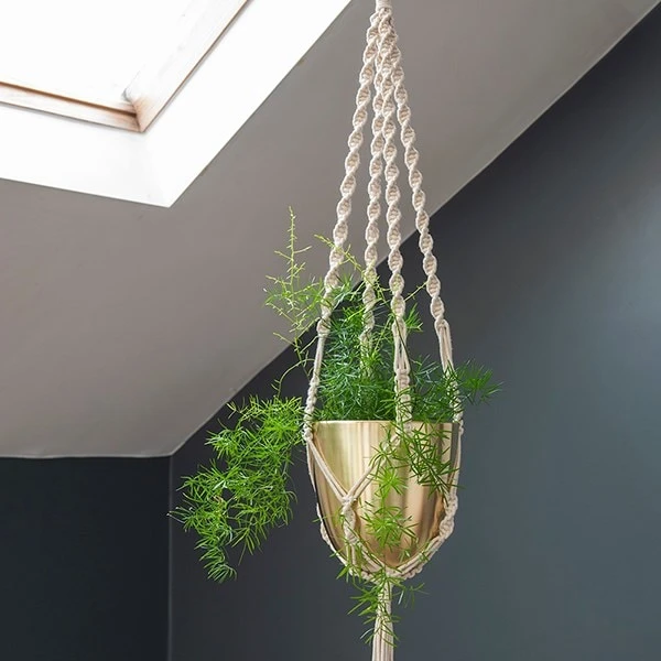 Macrame Hanger With Brushed Brass Pot 5 Macrame Hanger With Brushed Brass Pot - Image 3