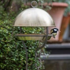 Brushed Brass Stake Bird Feeding Dome -GardenGlamour pr2000040687 card3 lg