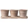 Italian Terracotta Pots Whitewash - Set Of 3 With Tray -GardenGlamour pr2000040888
