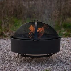 Fire Pit With Free Standing Cooking Grill - Stainless Steel Base -GardenGlamour pr2000041712 card5 lg
