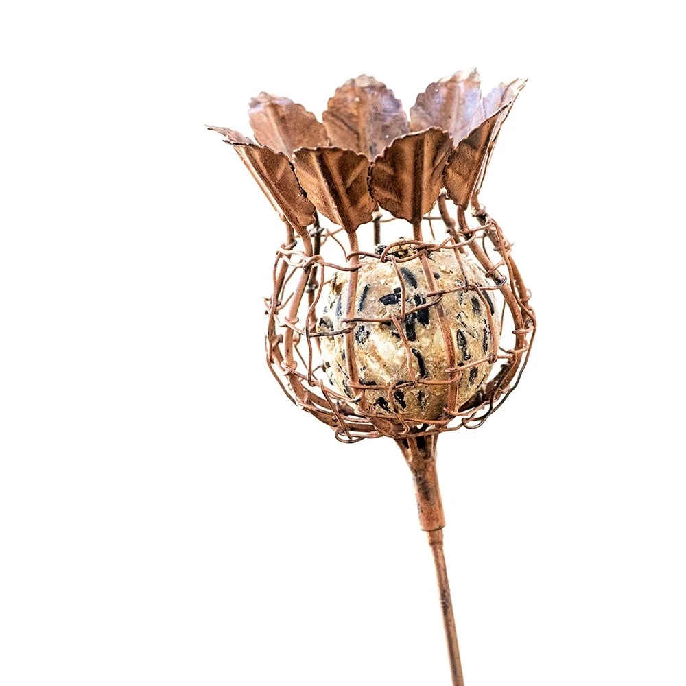 Poppy Seed Head Fat Snax Feeder - Rust 4 Poppy Seed Head Fat Snax Feeder - Rust - Image 2