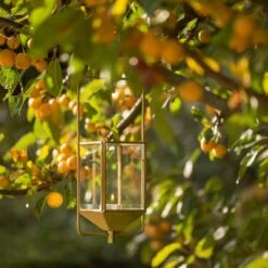 Hanging Tealight Lantern - Brass 12 Hanging Tealight Lantern - Brass -GardenGlamour pr2000041742 card3 lg