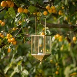 Hanging Tealight Lantern - Brass 13 Hanging Tealight Lantern - Brass -GardenGlamour pr2000041742 card4 lg