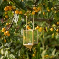 Hanging Tealight Lantern - Brass 16 Hanging Tealight Lantern - Brass -GardenGlamour pr2000041742 card7 lg