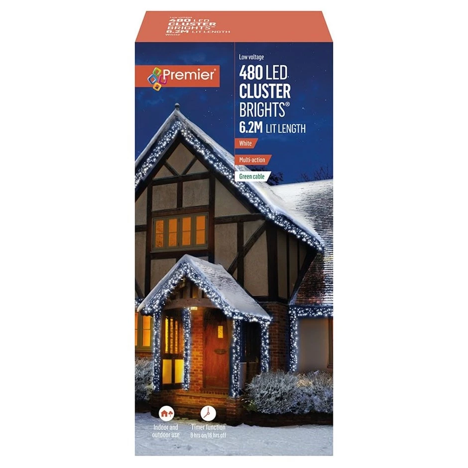 White LED Cluster Lights With Timer 3 White LED Cluster Lights With Timer