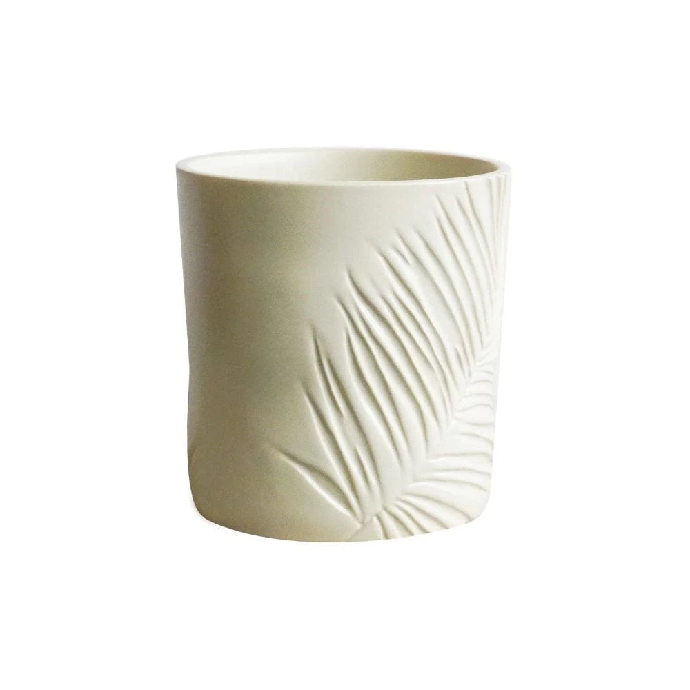 Stoneware Palm Plant Pot - Ivory 4 Stoneware Palm Plant Pot - Ivory - Image 2