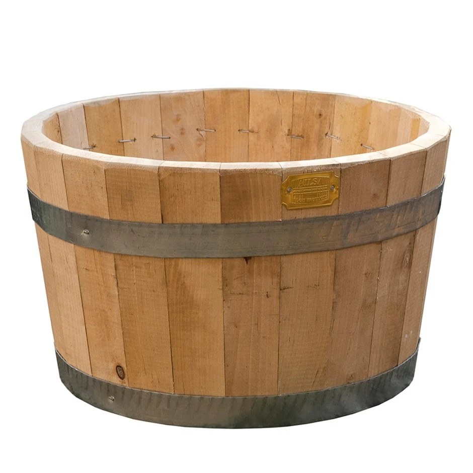 Hardwood Barrel Planter 3 Hardwood Barrel Planter