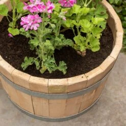 Hardwood Barrel Planter 11 Hardwood Barrel Planter -GardenGlamour pr2000044967 card3 lg