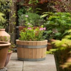 Hardwood Barrel Planter 15 Hardwood Barrel Planter -GardenGlamour pr2000044967 card7 lg