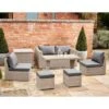 Lounge Set With Storage And Grey Cushions -GardenGlamour pr2000045424
