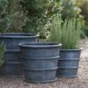 Greystoke Ribbed Planter - Aged Zinc -GardenGlamour pr2000046295