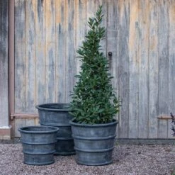 Greystoke Ribbed Planter - Aged Zinc 17 Greystoke Ribbed Planter - Aged Zinc -GardenGlamour pr2000046295 card6 lg