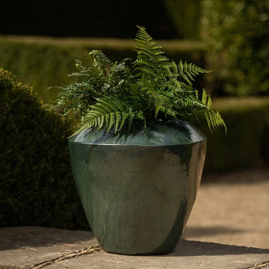 Glazed Terracotta Feature Pot - Moss Green 3 Glazed Terracotta Feature Pot - Moss Green