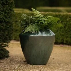 Glazed Terracotta Feature Pot - Moss Green 13 Glazed Terracotta Feature Pot - Moss Green -GardenGlamour pr2000046302 card6 lg