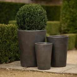 Glazed Terracotta Long Tom Pot - Matt Charcoal -GardenGlamour pr2000046307 card4 lg