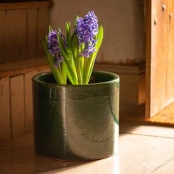 Glazed Ceramic Cylinder Crackle Green -GardenGlamour pr2000046309 card6 lg