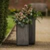 Tall Cement Cube Pot - Waxed -GardenGlamour pr2000046318