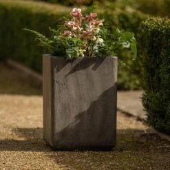 Tall Cement Cube Pot - Waxed -GardenGlamour pr2000046318 card4 lg