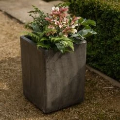 Tall Cement Cube Pot - Waxed -GardenGlamour pr2000046318 card5 lg