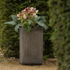 Tall Cement Cube Pot - Waxed -GardenGlamour pr2000046318 card8 lg