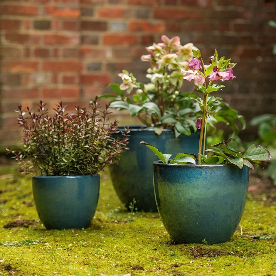 Glazed Terracotta Pot - Reef Blue 3 Glazed Terracotta Pot - Reef Blue