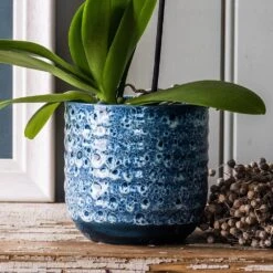 Reactive Glaze Plant Pot - Blue -GardenGlamour pr2000047907 card3 lg