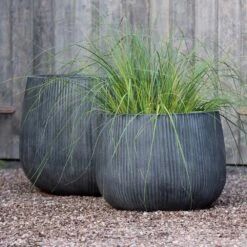 Ripple Bowl Planter - Ash Grey 12 Ripple Bowl Planter - Ash Grey -GardenGlamour pr2000048719 card3 lg