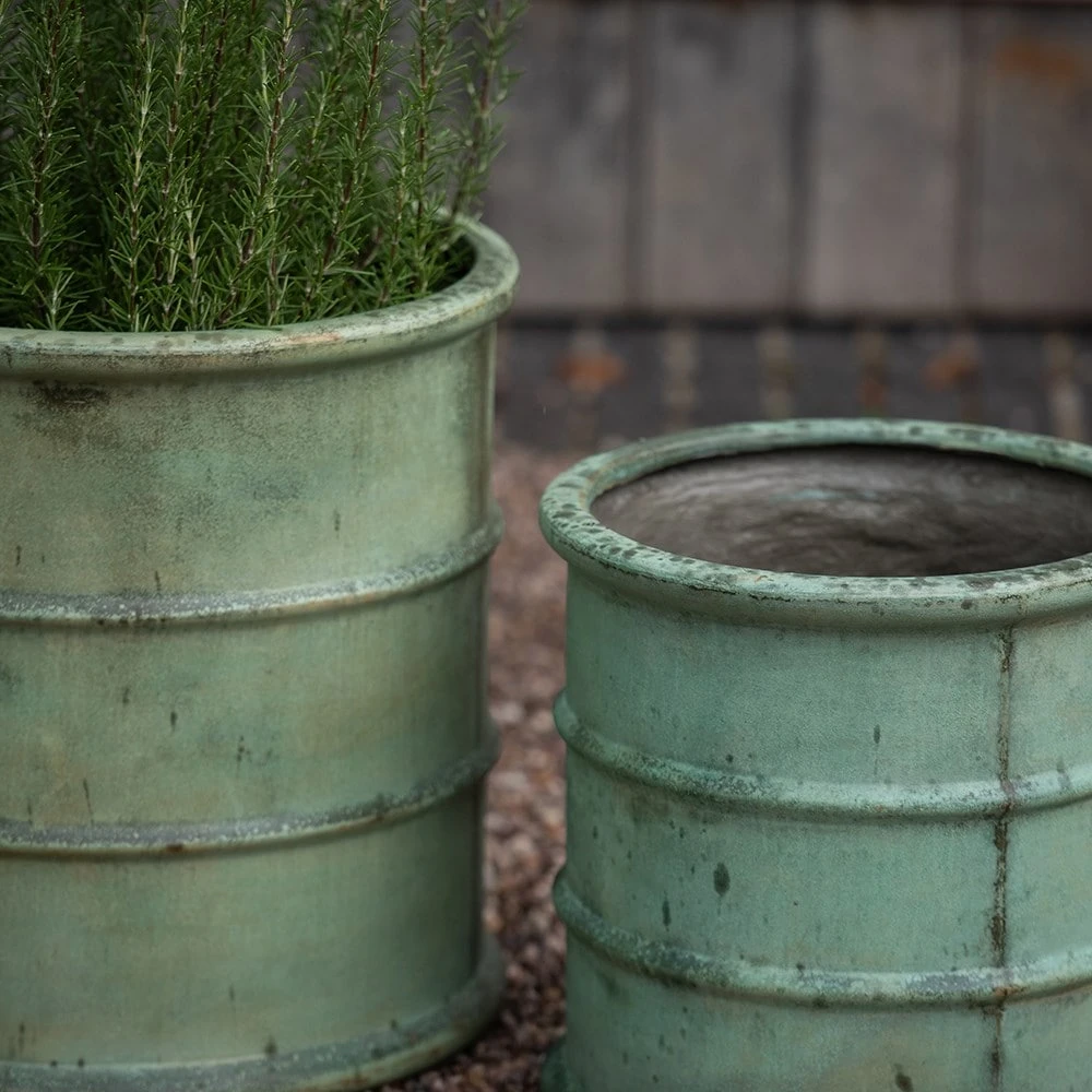 Greenwich Barrel Planter - Verdigris 12 Greenwich Barrel Planter - Verdigris - Image 10