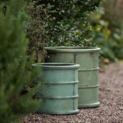 Greenwich Barrel Planter - Verdigris 14 Greenwich Barrel Planter - Verdigris -GardenGlamour pr2000048731 card3 lg