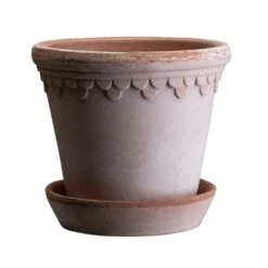 Scalloped Tapered Plant Pot With Saucer - Terracotta -GardenGlamour pr2000049052 card5 lg