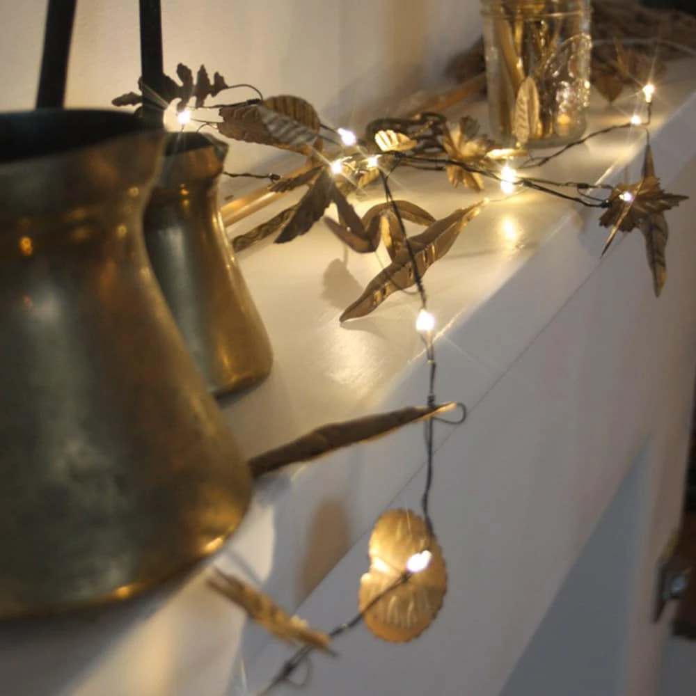 Gold Autumn Leaves Indoor Outdoor Battery Lights 4 Gold Autumn Leaves Indoor Outdoor Battery Lights - Image 2